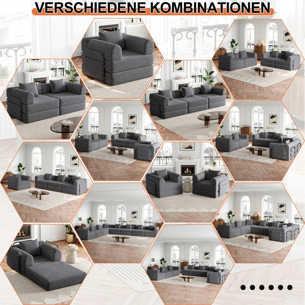 Slaapbank – Bedbank – Bankstel – Sofa – Logeerbed – 2-zits Chenille – Opbergruimte in Armleuning – Drie Metalen Frames - QUORE