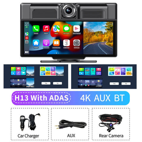 Imagebon 10.26" 4K ADAS Wireless CarPlay & Android Auto Dash Cam GPS Navigation 24h Park Monitor Night Vision Rear View Mirror