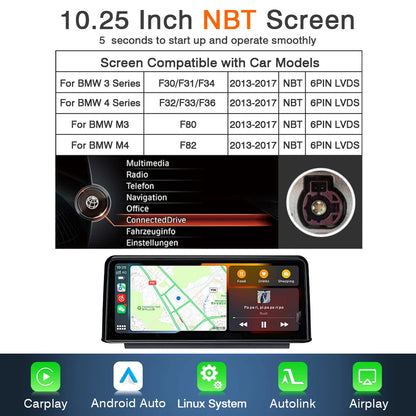 AUTOTOP Wireless CarPlay YouTube 10.25" Linux Screen For BMW 3/4Series F30 F31 F32 F33 F34 F36 Car Multimedia BT GPS Navigation