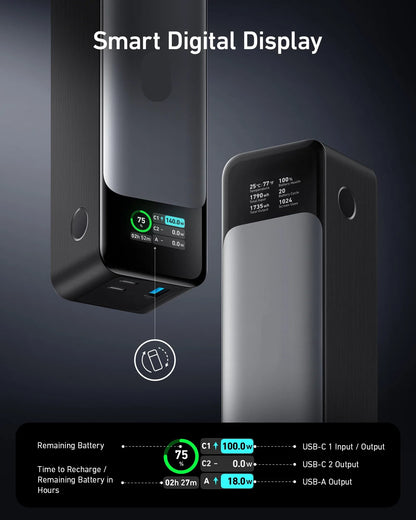 Powerbank – Mobiele Accu – Draagbare Oplader – Externe Batterij – USB Powerbank – Digitaal Display – Lichtgewicht Kunststof Behuizing