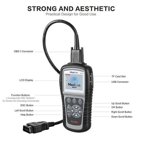 OBD2-Scanner - Diagnosecomputer - Slimme Diagnosetool - Foutverwijdering - Bidirectionele bediening - OBD OBD2 ABS SRS Diagnostische Scan Tool - Automatische Scanner - Codelezer - Zwart