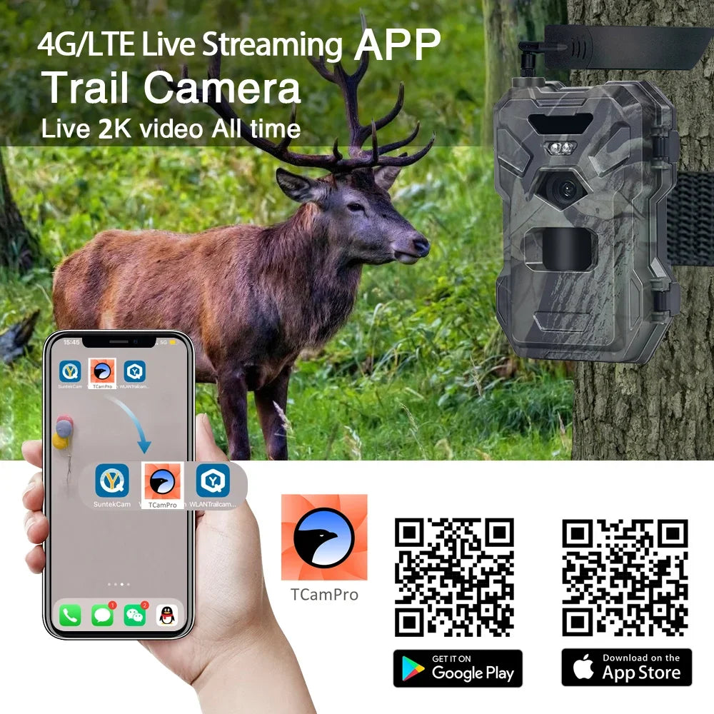 Wildcamera – Trail Camera – Jachtcamera – Wildlife Camera – Buitencamera – 4G Connectiviteit – 30 Megapixel Resolutie - met 256GB