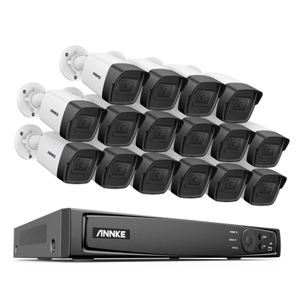 Beveiligingscamera Set 16 Kanaals NVR – IP Camera Systeem – Toezichtcamera Kit – CCTV Bewakingscamera – 16x 5MP Camera’s – 4K UHD Resolutie – IP67 Waterdicht