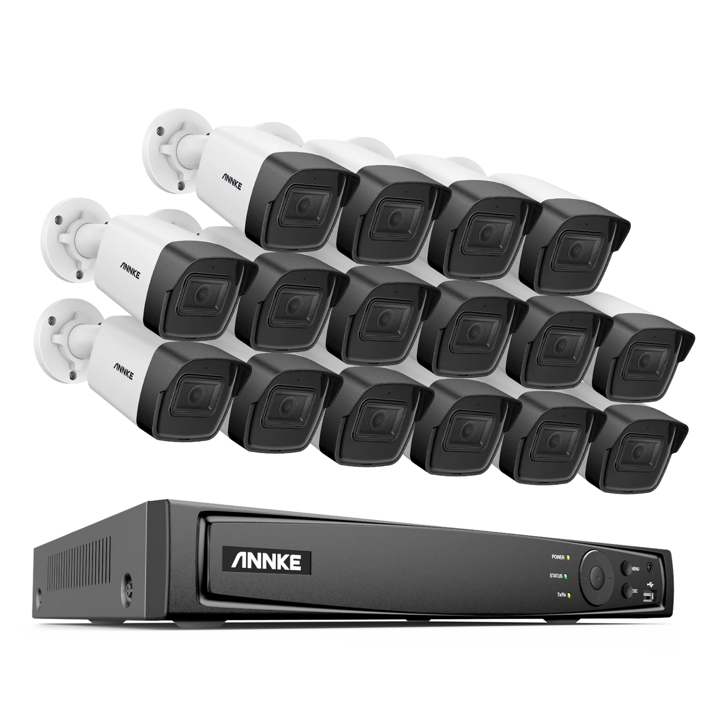 ANNKE 5MP H.265+ 16CH PoE Network Video Security System 16pcs 2.8mm Lens IP67 Outdoor POE IP Cameras Plug & Play PoE Camera Kit