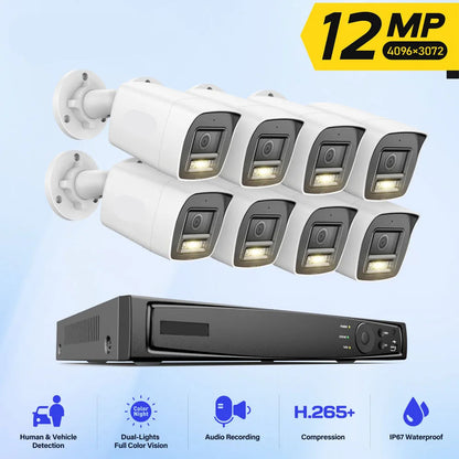Beveiligingscamera Set – CCTV Camera’s – Surveillance Camera – Buiten Camera – NVR Systeem – 12MP Resolutie – Smart Dual Light Nachtzicht