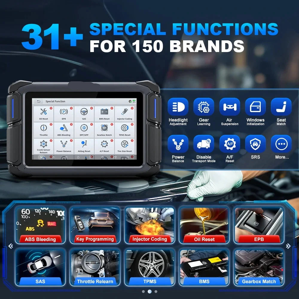Auto Diagnosetool – OBD Scanner – Foutcode Lezer – Vehicle Tester – 7 Inch Touchscreen – Key Programming – 34+ Onderhoudsdiensten