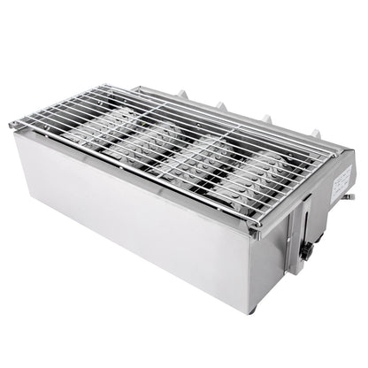 Gasbarbecue - BBQ-grill - Rookloze Barbecue - met 4 Individuele Branders - Hoogte Verstelbaar - Hoogwaardig materiaal - Snelle verwarming - Groot kookoppervlak - Eenvoudig schoon te maken - RVS - 58 x 40 x 20 cm -Zilver