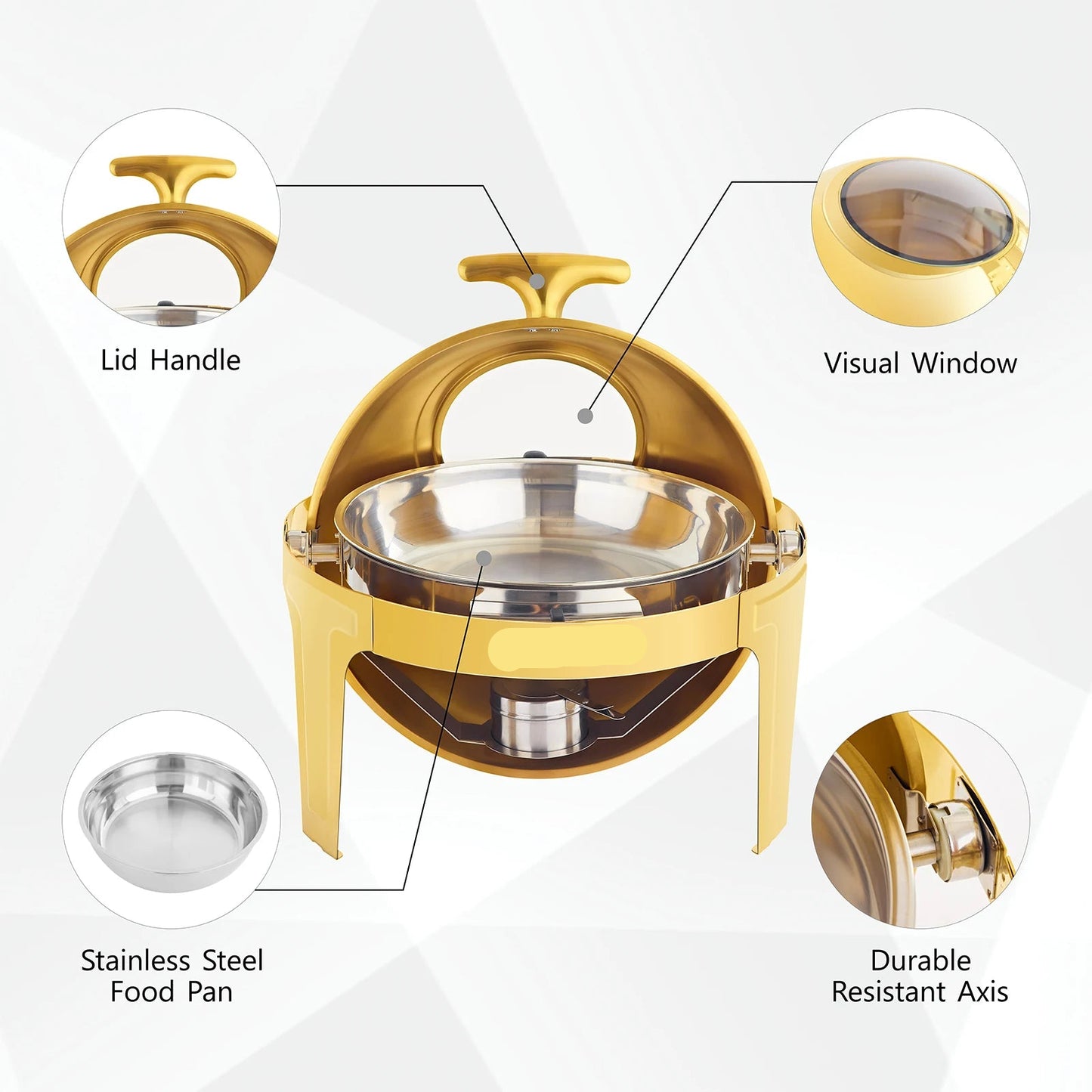 Chafing Dish - Warmhoudplaat - Buffetwarmer - Warmhoudbakken - 5QT - Roestvrijstalen Buffet Set - Dik Frame – Geschikt voor Catering, Feesten & Bruiloften - 2 Stuks - Zilver