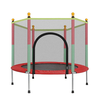 Kindertrampoline 140cm - Trampoline met Veiligheidsnet en Ritssluiting - 100kg Draagkracht - Rood Groen - Veilig en Stevig voor Kinderen - QUORE