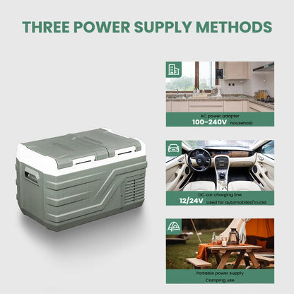 Mini Koelkast - Auto Koelkast - Draagbare Compressor Koelbox - Elektrische Vriesbox - met Afneembare Deur - voor Camping - Auto - Vrachtwagen - Boot - 40L - 61.8 x 37.6 x 51.4 cm - Groen