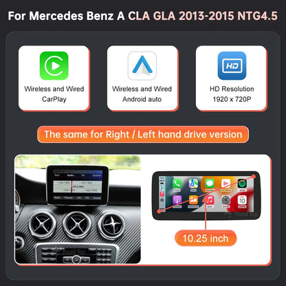 Multimedia Display – Auto Navigatiesysteem – Draadloos CarPlay – Android Auto Interface – Touchscreen 10,25 Inch – Hoge Resolutie – Plug & Play Voor Mercedes NTG4.5 2013-2015