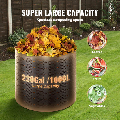 Compostbak - Compostvat - 220 Gallon - Compost - Uitschuifbare Buitencompostbak met Groot Volume - Snelle Compostering - Composter - Prullenbak