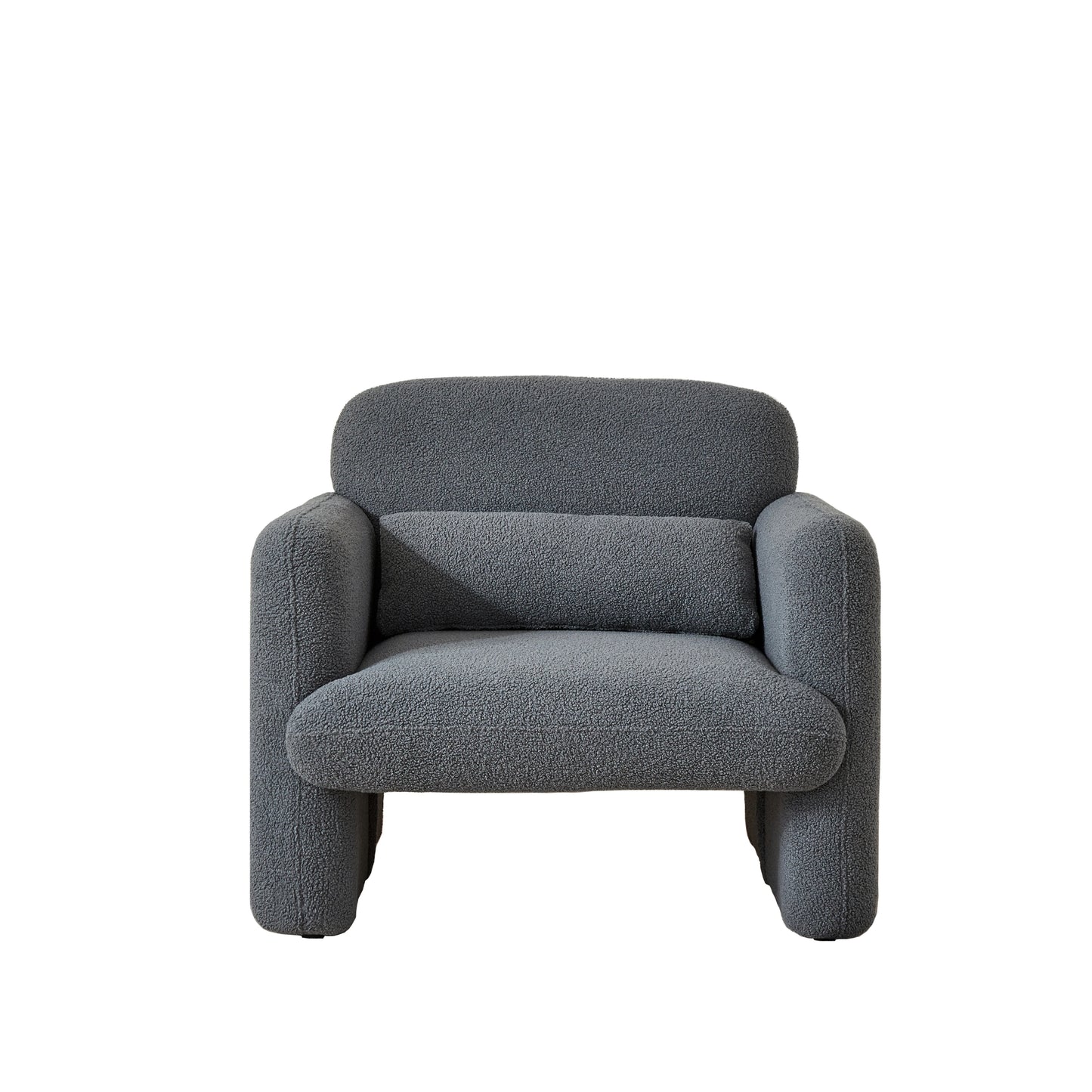 Lamswollen Fauteuil – Lamswol Stoel – Comfortabele Zetel – Scandinavische Fauteuil – Zachte Lamswol Bekleding – Verstelbare Lendensteun - Grijs - QUORE