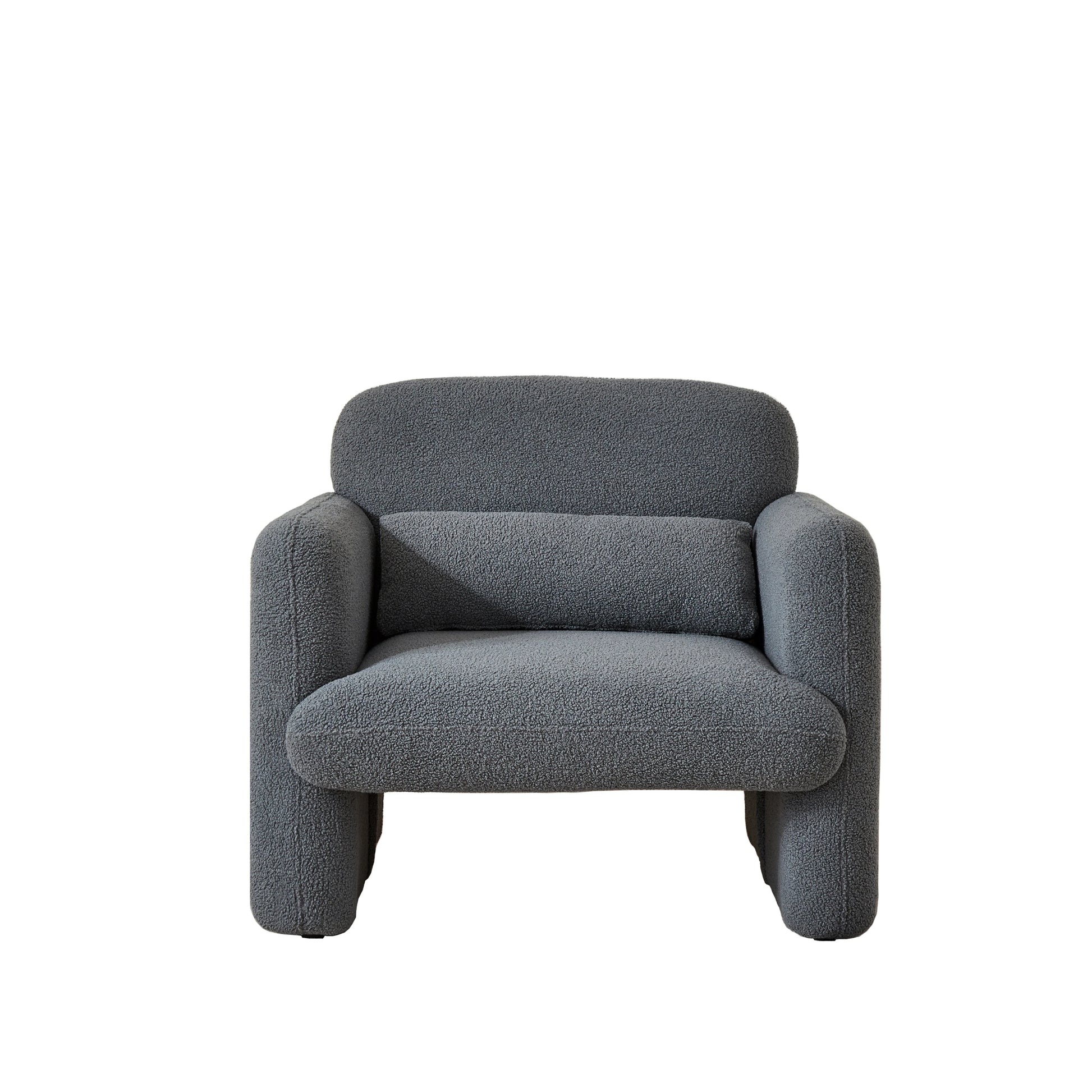 Lamswollen Fauteuil – Lamswol Stoel – Comfortabele Zetel – Scandinavische Fauteuil – Zachte Lamswol Bekleding – Verstelbare Lendensteun - Grijs - QUORE