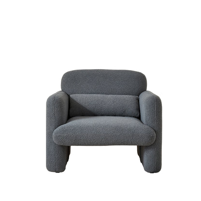 Lamswollen Fauteuil – Lamswol Stoel – Comfortabele Zetel – Scandinavische Fauteuil – Zachte Lamswol Bekleding – Verstelbare Lendensteun - Grijs - QUORE