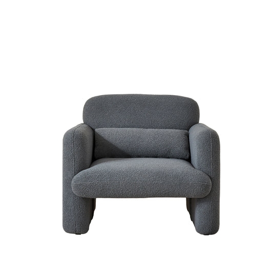Lamswollen Fauteuil – Lamswol Stoel – Comfortabele Zetel – Scandinavische Fauteuil – Zachte Lamswol Bekleding – Verstelbare Lendensteun - Grijs - QUORE