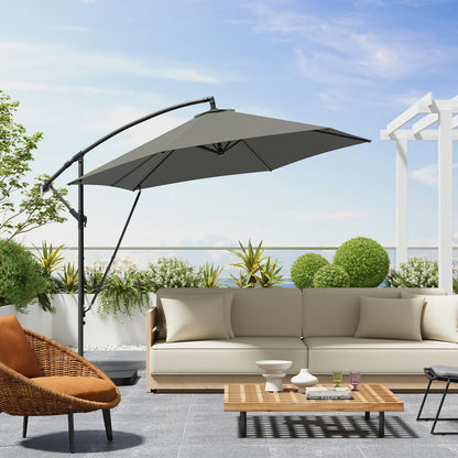 Parasol - Zweefparasols - Tuinparasol - Balkonparasol - Recht Kantelbaar - UV-bestendig - Duurzaam - Waterdicht - voor  Buiten - Tuin - Terrastafel - Rond - Polyester -310 x 310 cm - Donkergrijs