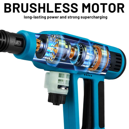 Hogedrukreiniger - Terrasreiniger - Hogedrukreiniger Accu - Elektrische Hogedrukreiniger - 250Bar  - Draadloos Spuitpistool - met 2 x Accu - Draagtas - voor Auto - Tuin - Terras - 18V - Blauw - QUORE