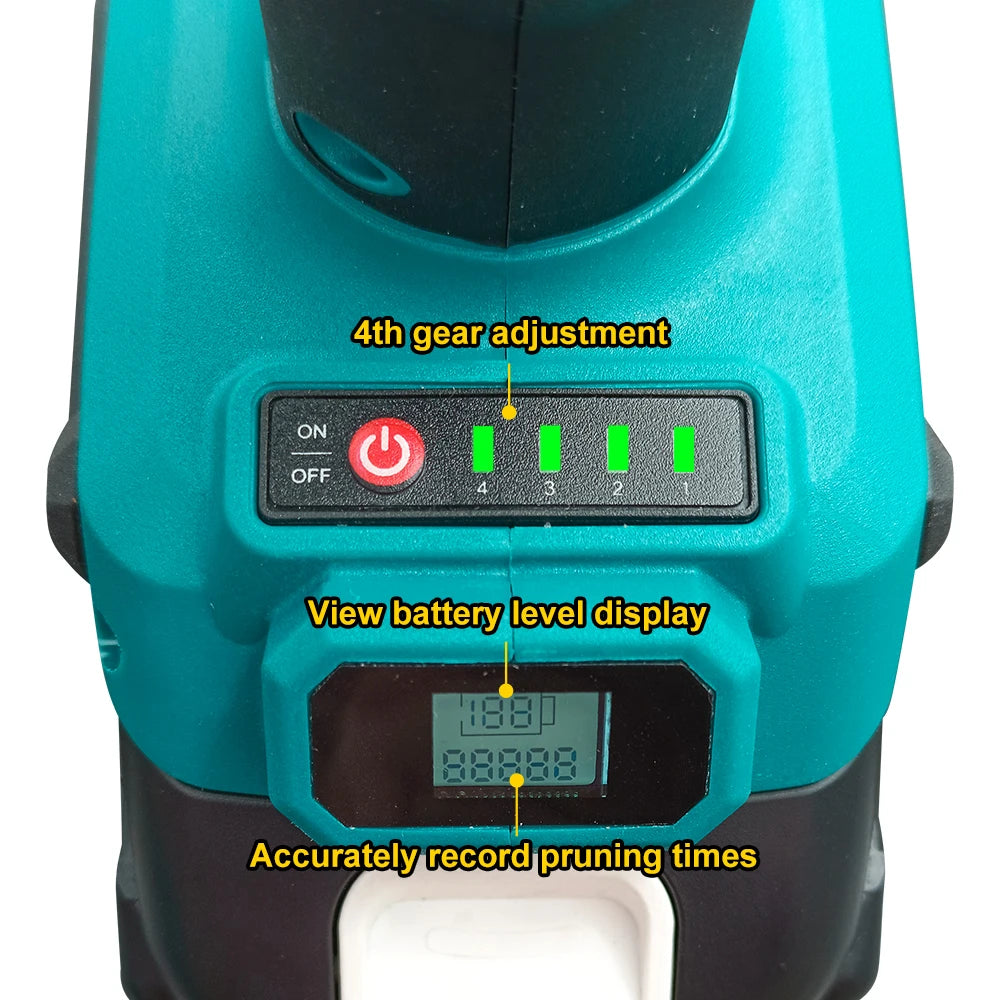 Elektrische Snoeischaar - Snoerloze Takkenschaar - Tuinschaar - Draadloze - Borstelloze Motor - met Draagtas - 50mm Snijbreedte - Koolstofstalen Mes - 2 x 5.0Ah Batterij - Oplader - Blauwgroen - QUORE