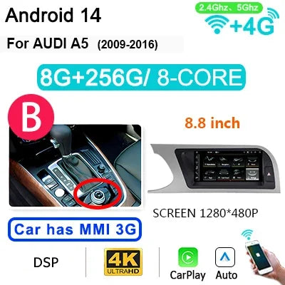 Autoradio – 2DIN Multimedia Speler – Auto Radio – Android Radio – Navigatiesysteem – Draadloze CarPlay & Android Auto – 7'' IPS HD Scherm – 4G LTE Connectivity