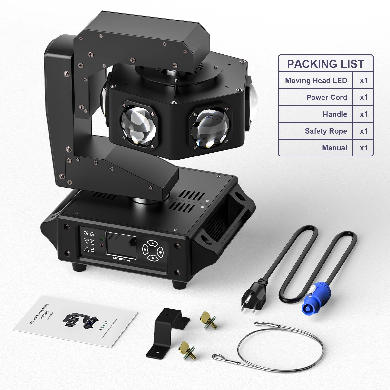 Moving Head DJ Verlichting – Podiumlamp – Disco Licht – Party Lamp – LED Beam Licht – Set van 2 EU Plug – 240W RGBW LED – 360° Draaibaar Met DMX512 - QUORE
