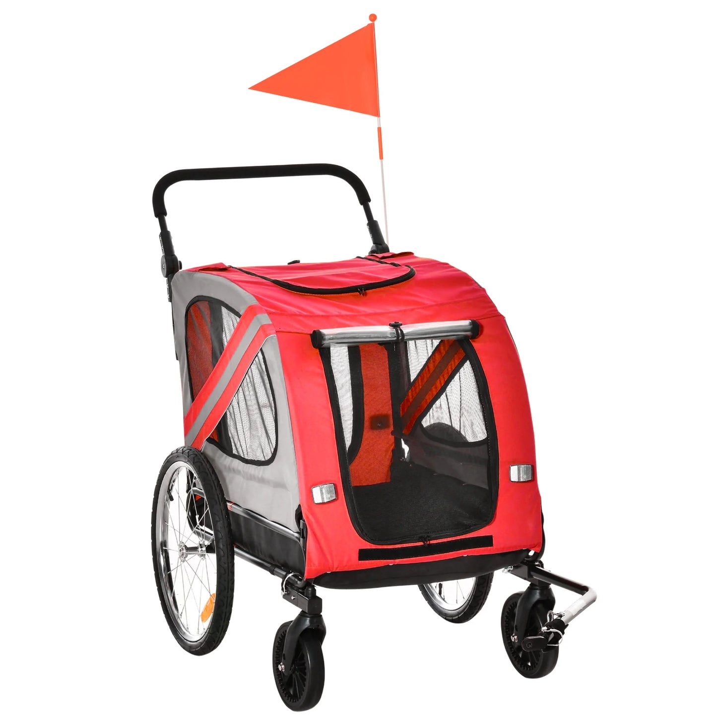 Fietskar - Fietsaanhanger - Transportaanhanger - met 6 Rode Reflectoren - Draagkracht 20kg - Inklapbare Aanhanger - Dekzeil - Veiligheidsvlag - Perfect voor Dagelijks Transport - Metalen Frame - Oxford-doek - 140 x 72.5 x 108 cm - Rood