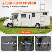 Vevor - Stepladder - Telescopic Ladder - Aluminum - One Button Retractable Extension - 375 LBS - 12.5 ft - Capacity - Non-Slip - Silver