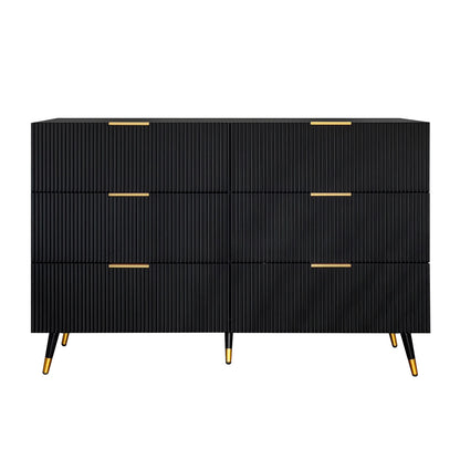 Kast – Dressoir – Ladekast – Opbergkast – Living – Matzwart – 6 Lades – Hoogwaardig Houtmateriaal 120x77x40 cm