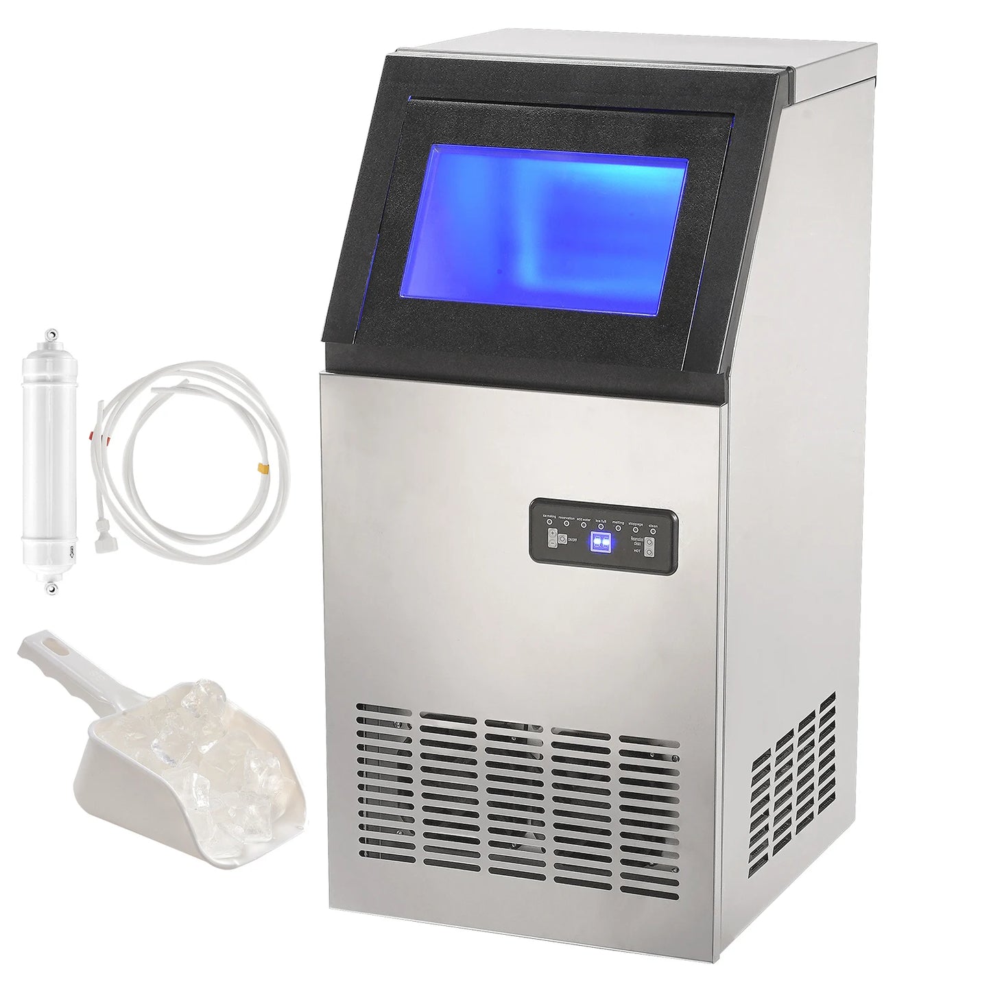 IJsautomaat – IJsmaker – IJsblokjesmachine – Ijsmachine – Compact Design – 110lbs Per Dag – Roestvrij Staal - QUORE