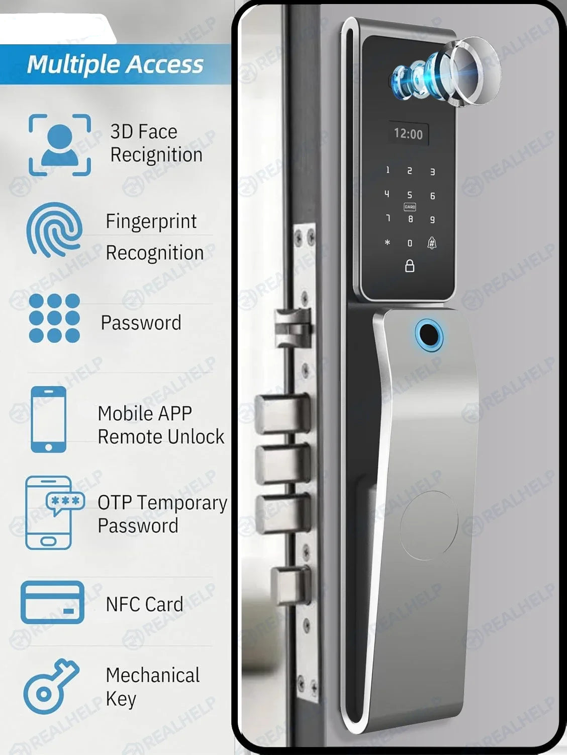 Smart deurslot – Slimme Deursloten – Elektronisch Deurslot – Smart Lock – Vingerafdrukslot – 8 Ontgrendelmethodes – IP67 Waterdicht Aluminium - Geen insteek - Alleen slot - QUORE