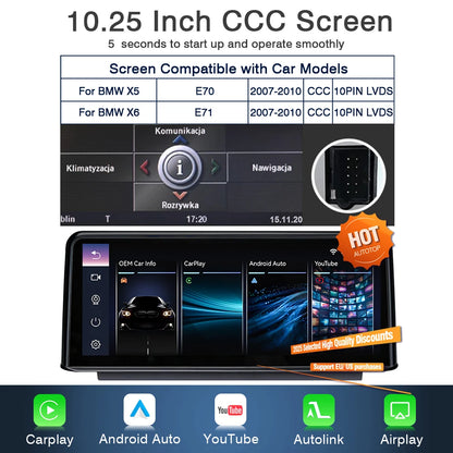 Draadloos Multimedia Touchscreen – Autonavigatie Systeem – CarPlay Android Auto – YouTube Speler – Achteruitrijcamera Ondersteuning – 10,25 Inch Scherm – Spraakbediening