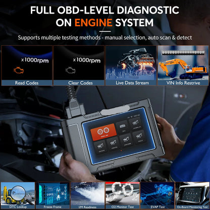 Diagnosetool Zware Machines – Scanner – Diagnosescanner – Diagnosticatool – Diagnosescanner – 5" Touchscreen – D-P-F Regeneratie