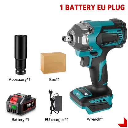 Slagmoersleutel - met Accu - Slagschroevendraaier - Draadloze - Borstelloze - Elektrische - Torque - 1200Nm - 1/2 inch - 18V Accu - 1 Batterij