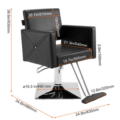 Kapperstoel -  Kapperskruk - Salonstoel -  Haarkapperstoel - Behandelstoel - 33x22x48.5 inch - 24.5kg - Zwart