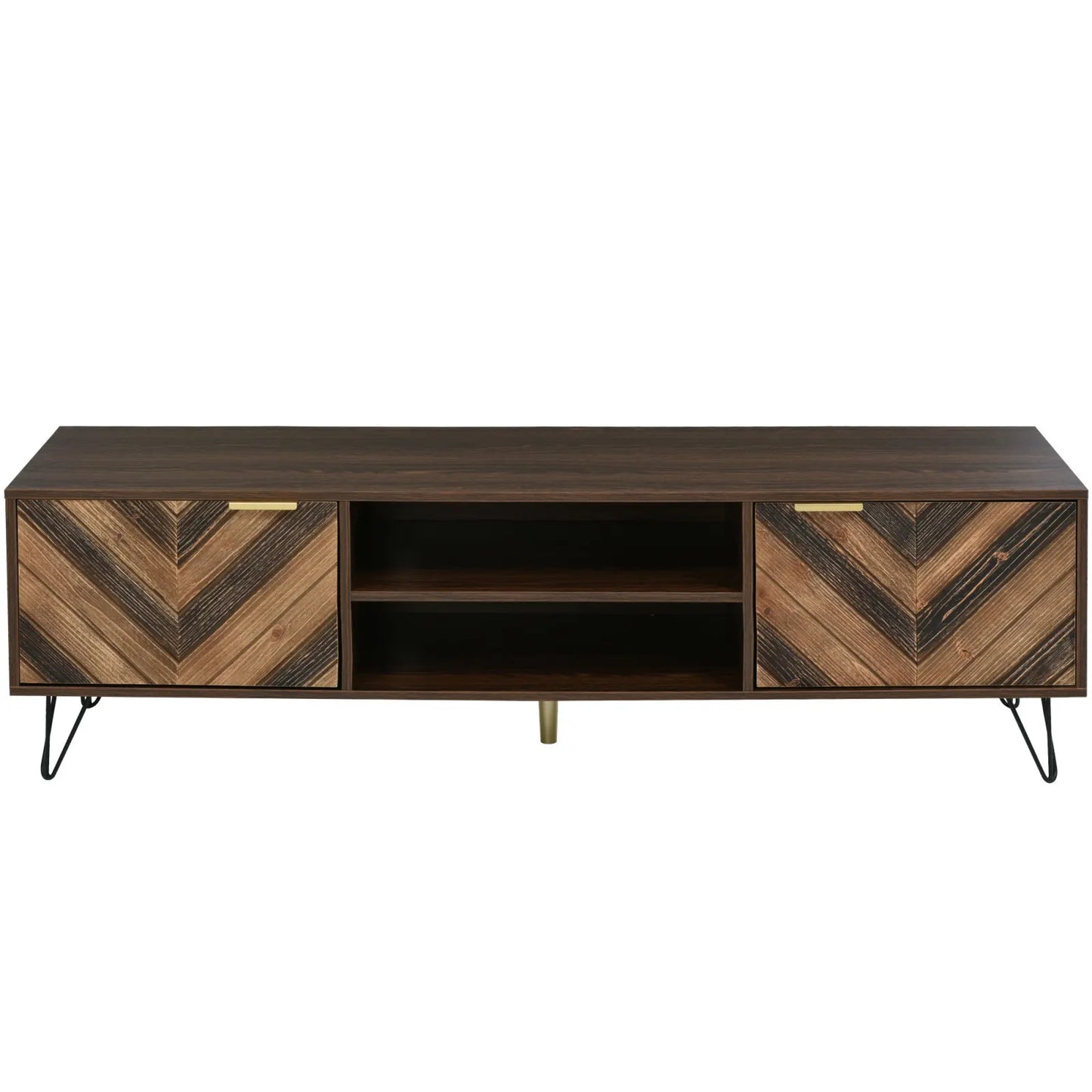 Tv-Kast – Tv-Meubel – Mediameubel – Opbergkast – Scandinavisch Design – Houtkleur – Gouden Handgrepen