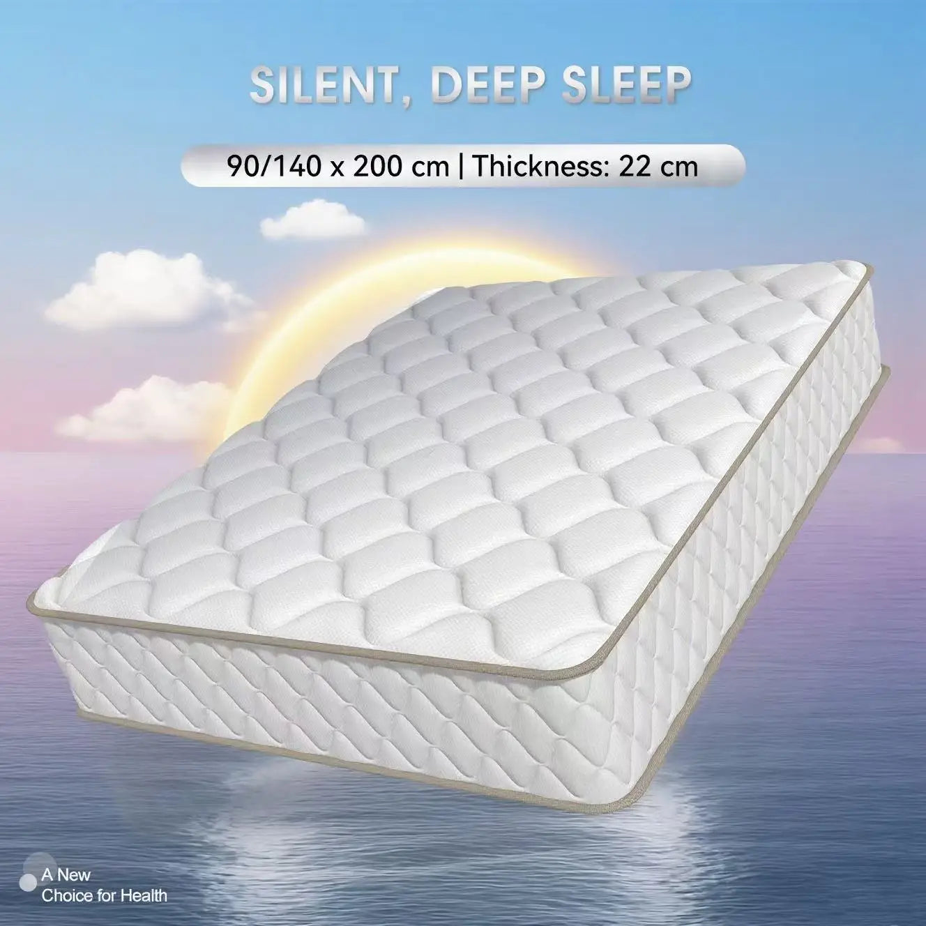 AUTHMIC Mattress - 7-Zone Spring Mattress, Breathable, Natural Latex Memory Foam,140x200cm 90x200cm, Medium Firm for Quiet Sleep - QUORE