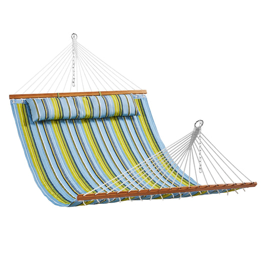 Hangmat - Hangmat voor Twee Personen - Hangmat 2 Persoons - Hanging Chair - Hamac - Hammock Chair -  Gewatteerde hangmat - Afneembaar kussen en kettingen - voor kamperen/tuin/strand - Draagvermogen van 220 k - QUORE
