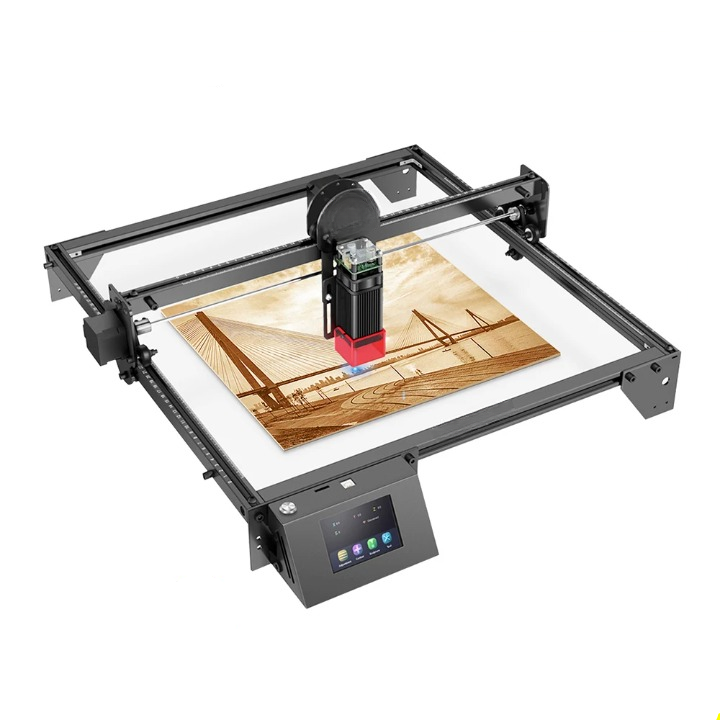 Lasergraveermachine - Graveermachine - Graveerder - Graveerapparaat - met 0.06 x 0.06mm Laserspot - Aanraakscherm - Offline Snijwerk - 32-bits Chipset - WiFi-verbinding - Werkgebied 400x400mm - 58.6 x 58.3 x 17.6 cm - Zwart