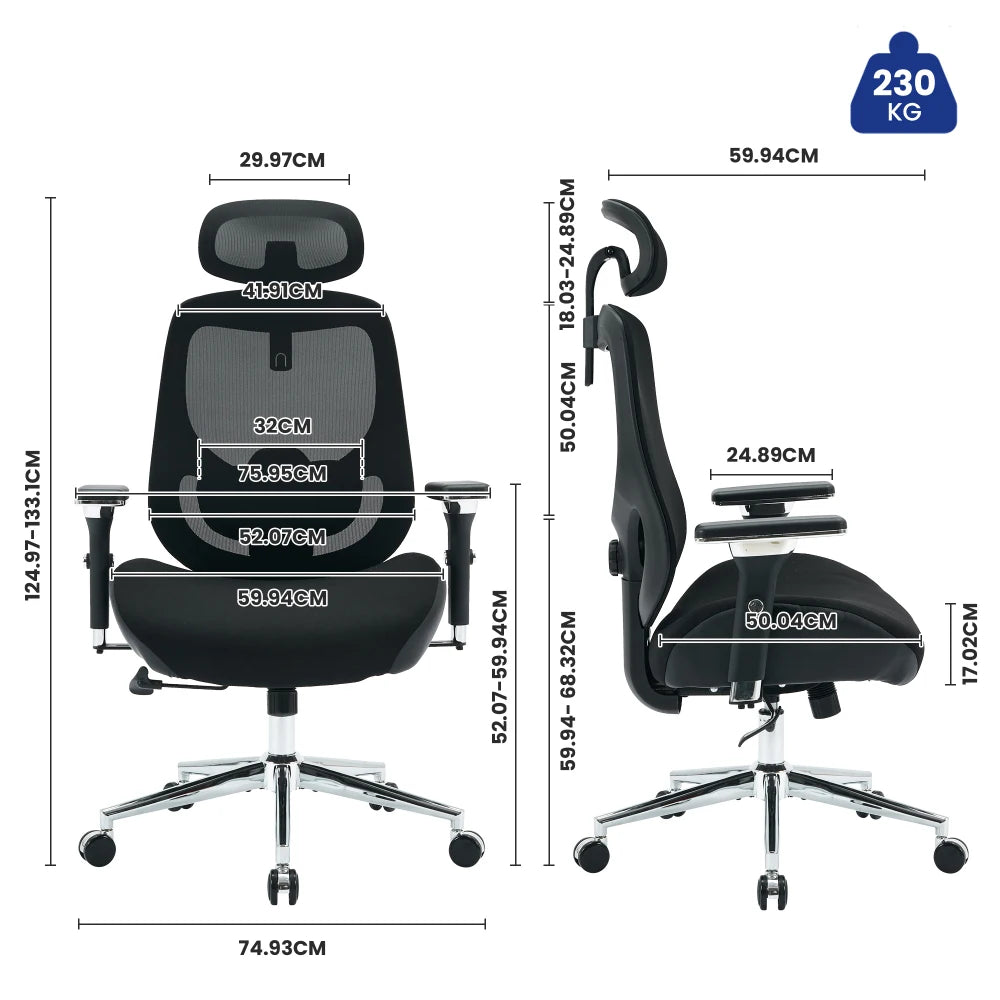 Bureaustoel – Kantoorstoel – Gamestoel – Draaistoel – Office Chair – Ergonomische Lendensteun – Ademend Mesh Materiaal