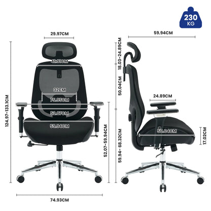 Bureaustoel – Kantoorstoel – Gamestoel – Draaistoel – Office Chair – Ergonomische Lendensteun – Ademend Mesh Materiaal