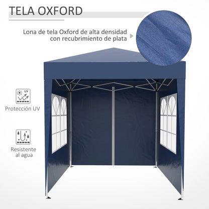 Paviljoen - Tuinpaviljoen - Partytent - Tuintent - Pop-up Kliksysteem - Stabiel - Vouwtent - Opvouwbaar - Waterdicht - Winterbestendig - 50+UV-Bescherming - voor Tuin - Buiten - Achtertuin - 2 x 2 m - Blauw