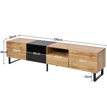 tv-meubel – tv-kast – tv-dressoir – tv-meubelen – tv-meubel natural zwart – ruime opbergruimte – robuuste constructie