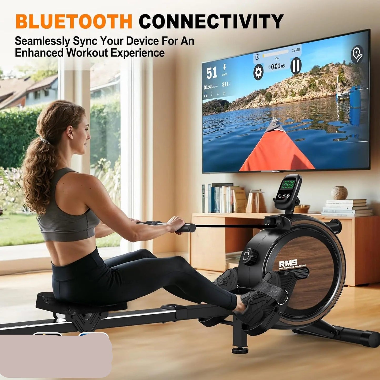 Roeitrainer – Roeimachine – Fitnessapparaat – Home Trainer – Cardio Trainer – 16 Niveaus Magnetische Weerstand – Ondersteunt Tot 150 Kg - Groen - QUORE