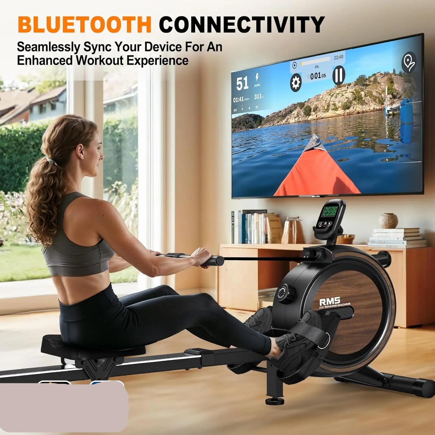 Roeitrainer – Roeimachine – Fitnessapparaat – Home Trainer – Cardio Trainer – 16 Niveaus Magnetische Weerstand – Ondersteunt Tot 150 Kg - Groen - QUORE