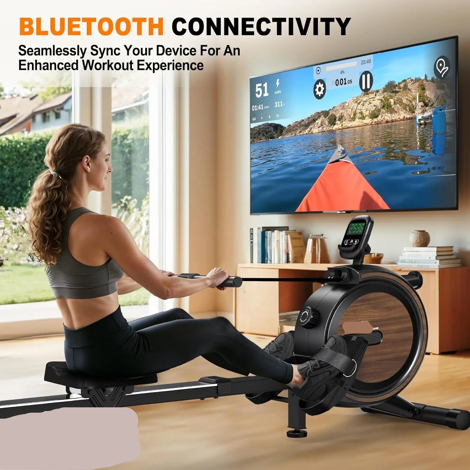 Roeitrainer – Roeimachine – Fitnessapparaat – Home Trainer – Cardio Trainer – 16 Niveaus Magnetische Weerstand – Ondersteunt Tot 150 Kg - Zwart - QUORE