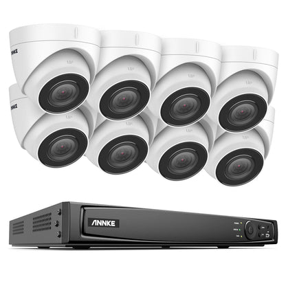 16-kanaals NVR Beveiligingssysteem – IP Camera Set – Video Bewaking – CCTV Systeem – Beveiligingscamera’s – 8x 5MP IP Camera’s – PoE Installatie – Nachtzicht 30m