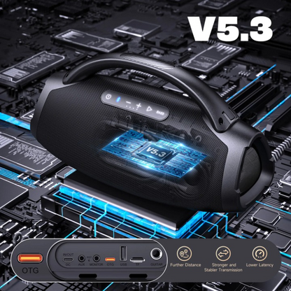 Luidspreker - Bluetooth-Luidspreker - Bluetooth Speaker - Draadloos Party Boombox - met Enorme Bas - Compatibele met Tablet - Smartphone - 200W - IP67 - 9000mAh - 3-weg geluidssysteem - Zwart