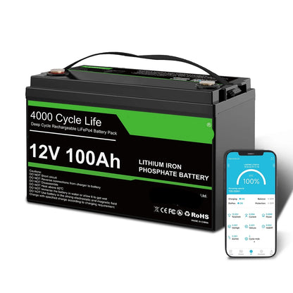 LiFePO4 Accu – 12V Accu – Camper Accu – Bootaccu – Off-Grid Accu – 100Ah Capaciteit – Bluetooth Monitor