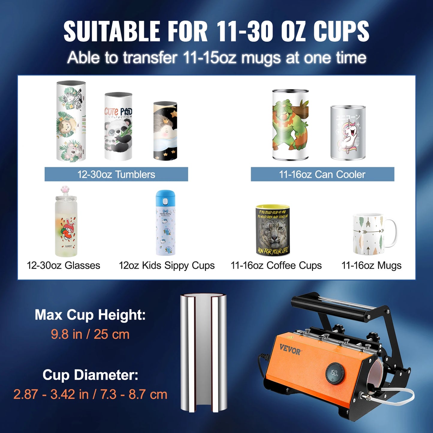 Warmtepers – Sublimatiepers – Mokkenpers – Drinkbekerpers – 11 Tot 30oz – 620W Verwarming - QUORE
