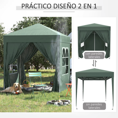 Paviljoen - Tuinpaviljoen - Partytent - Tuintent - Pop-up Kliksysteem - Stabiel - Vouwtent - Opvouwbaar - Waterdicht - Winterbestendig - 50+UV-Bescherming - voor Tuin - Buiten - Achtertuin - 2 x 2 m - Groen